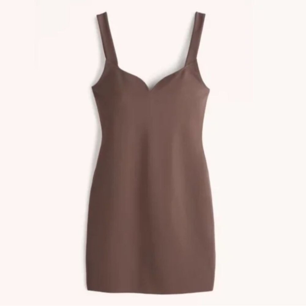 Abercrombie & Fitch | Chocolate Brown Sweetheart Ponte Knit Mini Dress | Medium